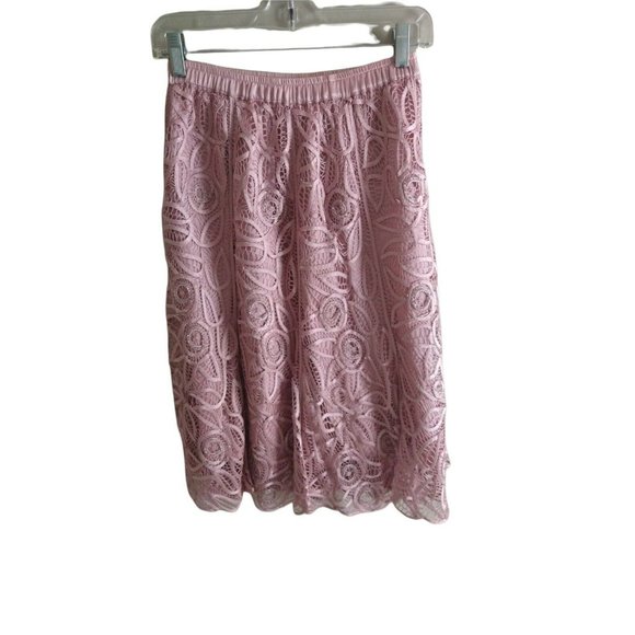 Soulmates LACE AND SILK DARK ROSE MIDI SKIRT with SEQUINS SIZE S - Picture 4 of 5